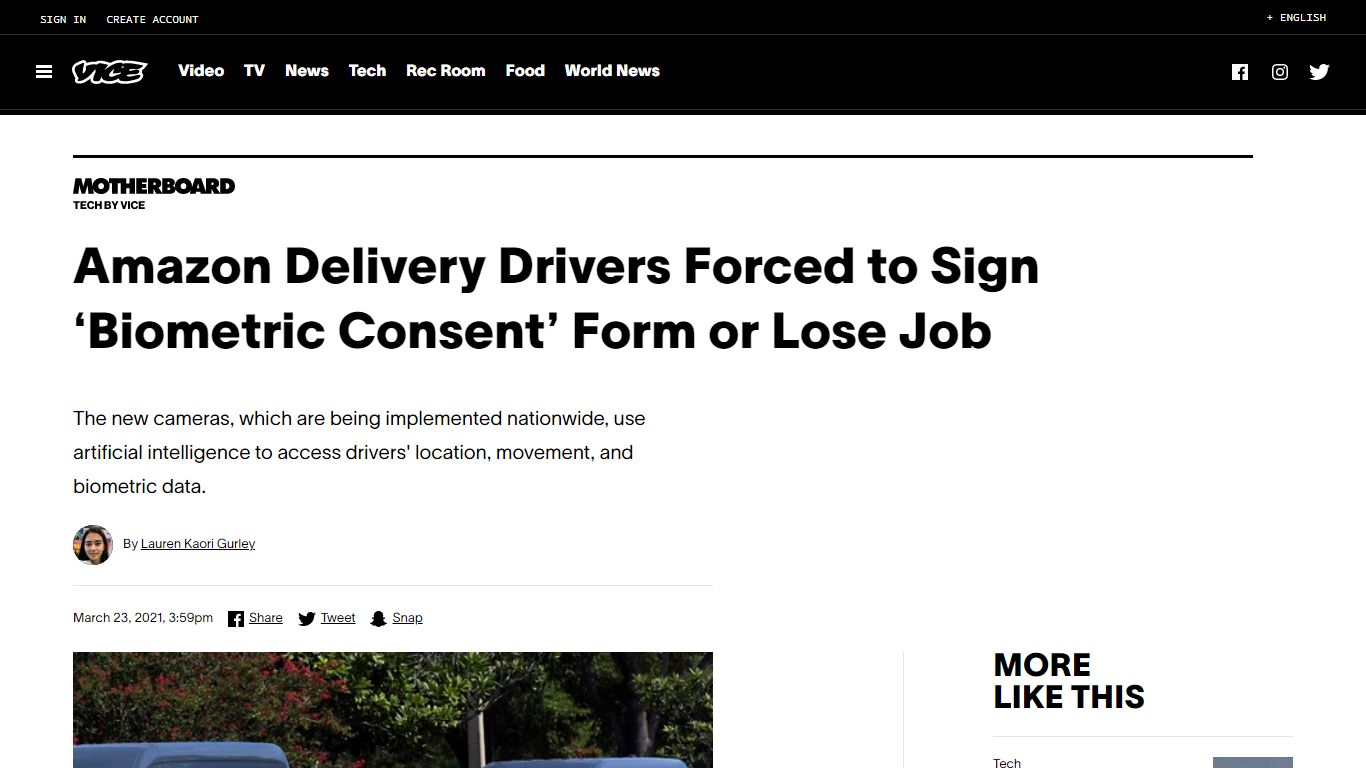 Amazon Delivery Drivers Forced to Sign ‘Biometric Consent ... - Vice