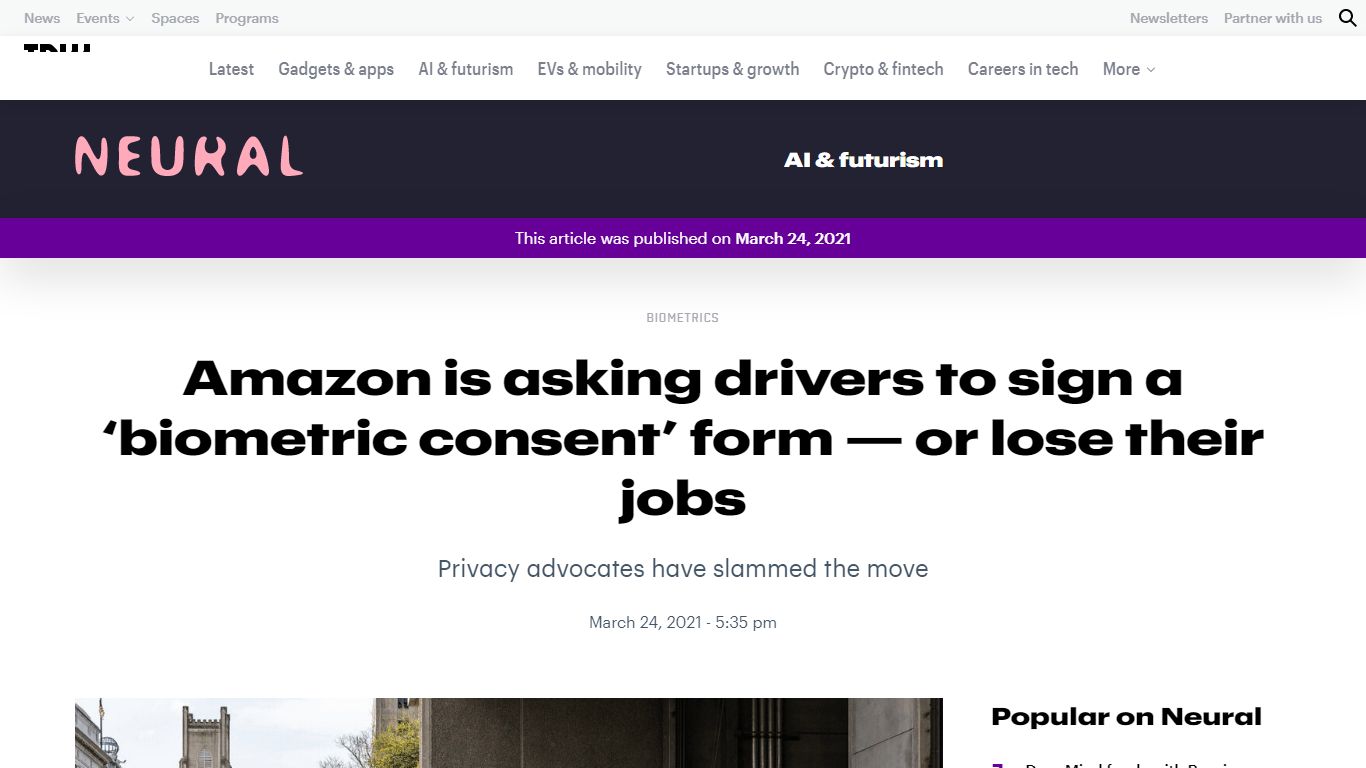 Amazon is asking drivers to sign a ‘biometric consent’ form — or lose ...