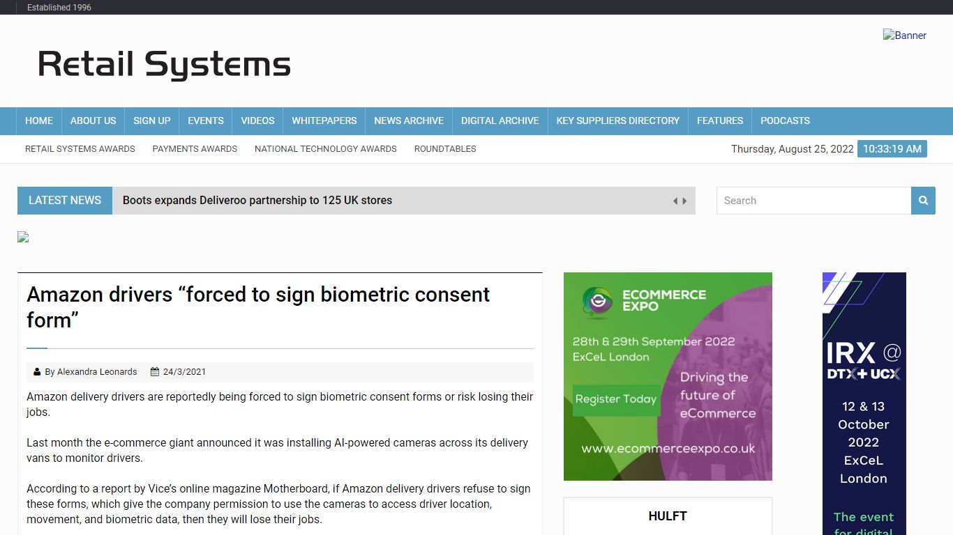 Amazon drivers “forced to sign biometric consent form”